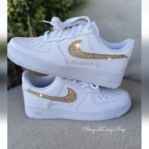 Women's Nike Air Force 1 07 White Sneakers made with Swarovski Crystals